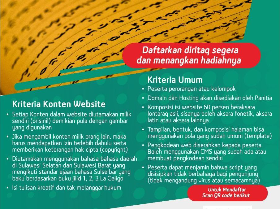 Featured Setelah Jawa, Sunda, dan Bali, Kini Digelar Lomba Membuat Website dengan Konten Aksara Lontaraq